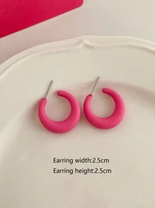 1 对经典个性化糖果色创意新月环状耳环，适合女性日常佩戴 - A款式 - 查看 17