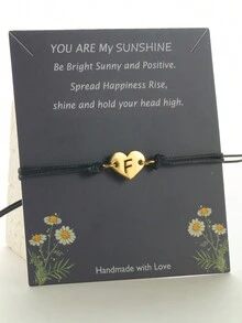 Fashion Simple 26-Letter Valentine's Day Gift Men And Women Cordage Woven Rope Jewelry - Black - View 24