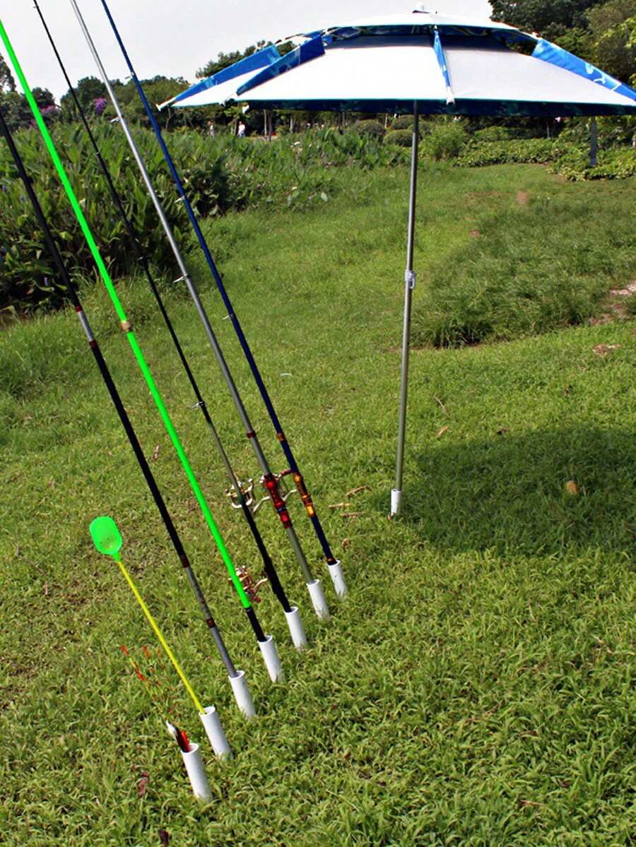 1pc Ultimate Fishing Kit For Outdoor: Stainless Steel Rod Stand, Removable Bracket And Ground Insertion - White - View 1