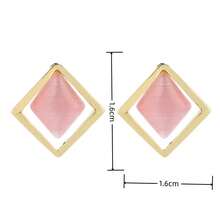 1對簡單的幾何形狀氧化鋅和粉色寶石時尚女士耳釘,耳朵配件日常穿戴和假日禮物多用途 - 彩色 - 查看 5