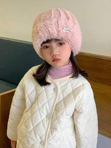 1pc New Fashionable Winter Beanie Cap With Letter Pattern Design For Children - Indoor & Outdoor - Warm, Cute, And Versatile - Pink - View 6