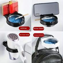 1件/2件壁挂式烟灰缸，创意收纳架，马桶多功能烟灰缸，无需钻孔 - 黑色 - 查看 7