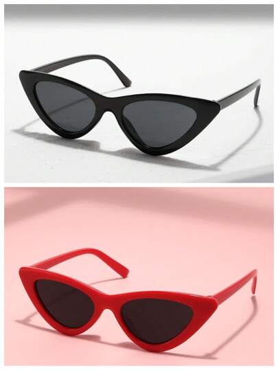 Cat Eye Shaped Fashion Glasses, Fashion Full Frame Beach Accessory For Daily Wear Preppy Style For Back To School