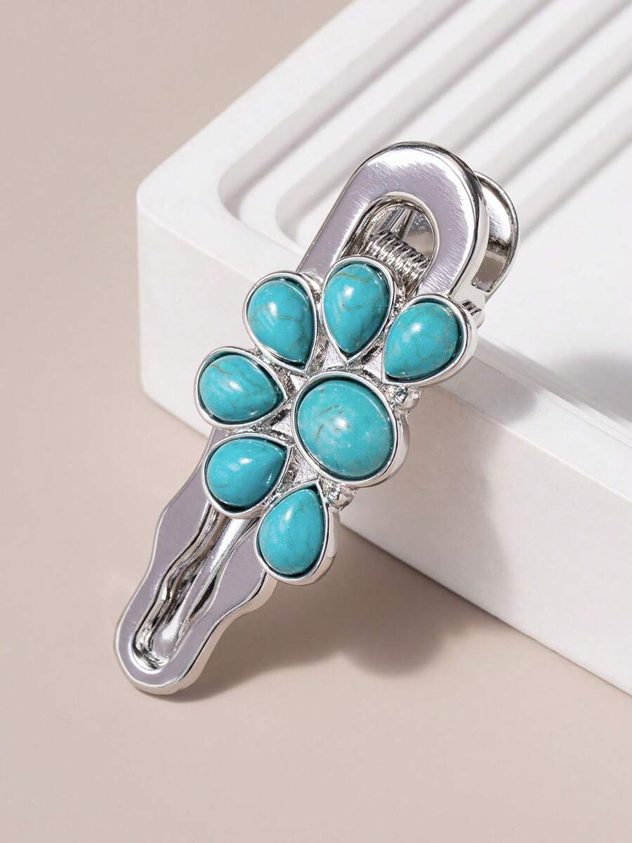 Turquoise Hair Clip For Women, Side Hairpin, Hair Accessory - Multicolor - View 1