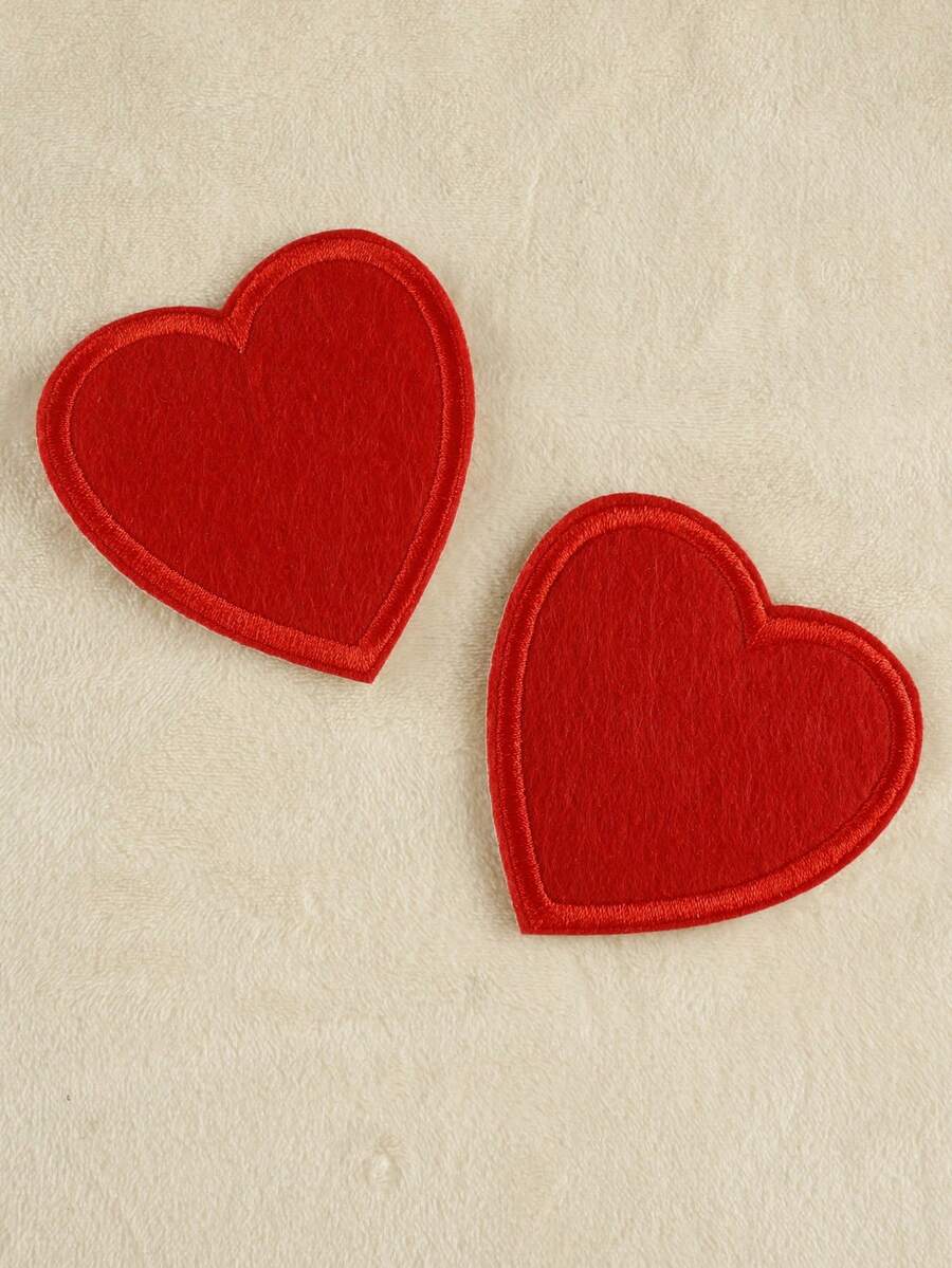 2入組愛心設計刺繡貼布，DIY衣服、帽子、包、鞋與手機殼裝飾貼布，熨燙貼布、縫上裝飾，成為服飾配件 - 彩色 - 查看 1