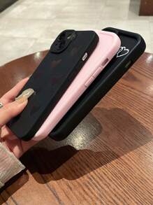 3pcs Minimalist Heart Design Black Phone Cases, Compatible With IPhone 13, 15, 16 Pro Max, 16, 14, Galaxy Smartphones