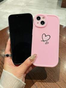 3pcs Minimalist Heart Design Black Phone Cases, Compatible With IPhone 13, 15, 16 Pro Max, 16, 14, Galaxy Smartphones