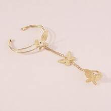 1只獨特且不尋常的珠寶,哥特風格誇張的蝴蝶手鐲,復古戒指和串珠手鐲 - 金色 - 查看 4