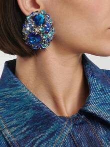 1對女性豪華簡約圓形耳環,適用於派對、夜店和日常穿著 - 粉色 - 查看 1