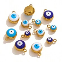 6 件裝不銹鋼圓形吊墜魔鬼之眼 Diy 項鍊耳環珠寶配件製作 - 圓形吊墜 - 查看 1