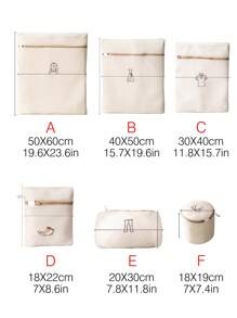 Embroidered Double Layer Lingerie Laundry Bag, Bra Wash Bag For Washing Machine - Apricot - View 6