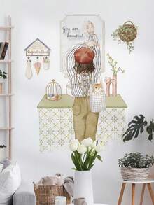 2 件女孩頭髮背後臥室牆貼、客廳沙發背景牆裝飾 - 彩色 - 查看 4