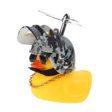 1個迷你黃色鴨子,帶頭盔眼鏡,車上diy裝飾自行車鈴玩具 - 迷彩 - 查看 1