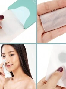 100 pièces Papier buvard, pack mini portable de feuilles absorbantes d'huile faciale, tissu de contrôle de l'huile de nettoyage du visage, papier buvard doux convenant pour la peau grasse et les voyages, disponible en 4 couleurs