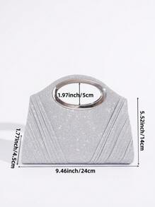 Vincy Glitter Handbag Clutch Handbag With Glitter, Pleat And Shoulder Strap For Women - Silver - View 8