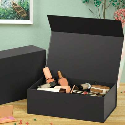 DIY Christmas Gift Box,Gift Boxes With Lids,Magnetic Closure Box For Wedding Male,Birthday,Valentine's Day,Graduation,Christmas,Gift Boxes For Presents DIY Black Christmas Gift Box, Blank Paperboard Craft Box With Lid For Decoration, Holiday Gift Packaging For Party Favors