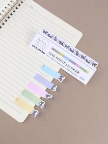 1pc Mini Black Cat Shaped Sticky Note Memo Pad, Cartoon Cute Student Notebook Index Tab Stickers - Multicolor - View 3