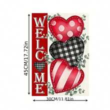 1pc Outdoor Garden Hanging Flag With White Polka Dots, Stripes, Checks & Heart Patterns For Party Decoration (Flagpole Not Included) - Multicolor - View 2