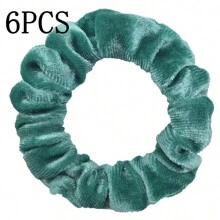 6/10 件/批 天鹅绒女士女孩发圈弹性发带 多色混合纯色时尚马尾辫固定发带配饰发圈 适合日常使用 - 彩色 - 查看 58