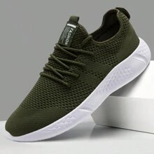 Men's  Fashion Casual Shoes Mesh Flat Shoes Lightweight And Breathable Casual Sneakers Formal Business Shoes Outdoor Walking Shoes Green