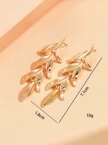 Leaf Drop Earrings - Yellow Gold - View 3