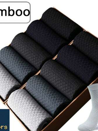 10 Pairs Men Bamboo Fiber Socks Casual Business Deodorant Breathable Sport Sock, Fall