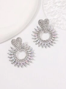 1 Pair Of Light Luxury Style European And American Style Geometric Diamond-Studded Ladies' Earrings With Fashionable Elegant - Geometry - View 3
