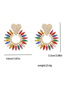 1 Pair Of Light Luxury Style European And American Style Geometric Diamond-Studded Ladies' Earrings With Fashionable Elegant - Geometry - View 5