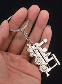 1入創意火車設計金屬鑰匙扣,帶有火車頭吊墜 - 銀色 - 查看 3