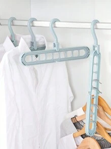 1入摺疊式九洞衣架,防滑且厚實設計,適用於衣櫃,多功能曬衣整理器 - 藍色 - 查看 7