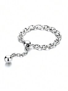 1個男女日常配戴優雅的925純銀tassel和豬鼻設計鍊戒 - YW1542 - 查看 1