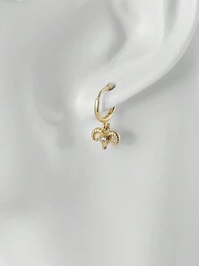 1對極簡動物羊頭造型耳環和吊墜項鍊,適用於日常穿著的多功能時尚配飾,禮品 - 小羊頭 - 查看 3