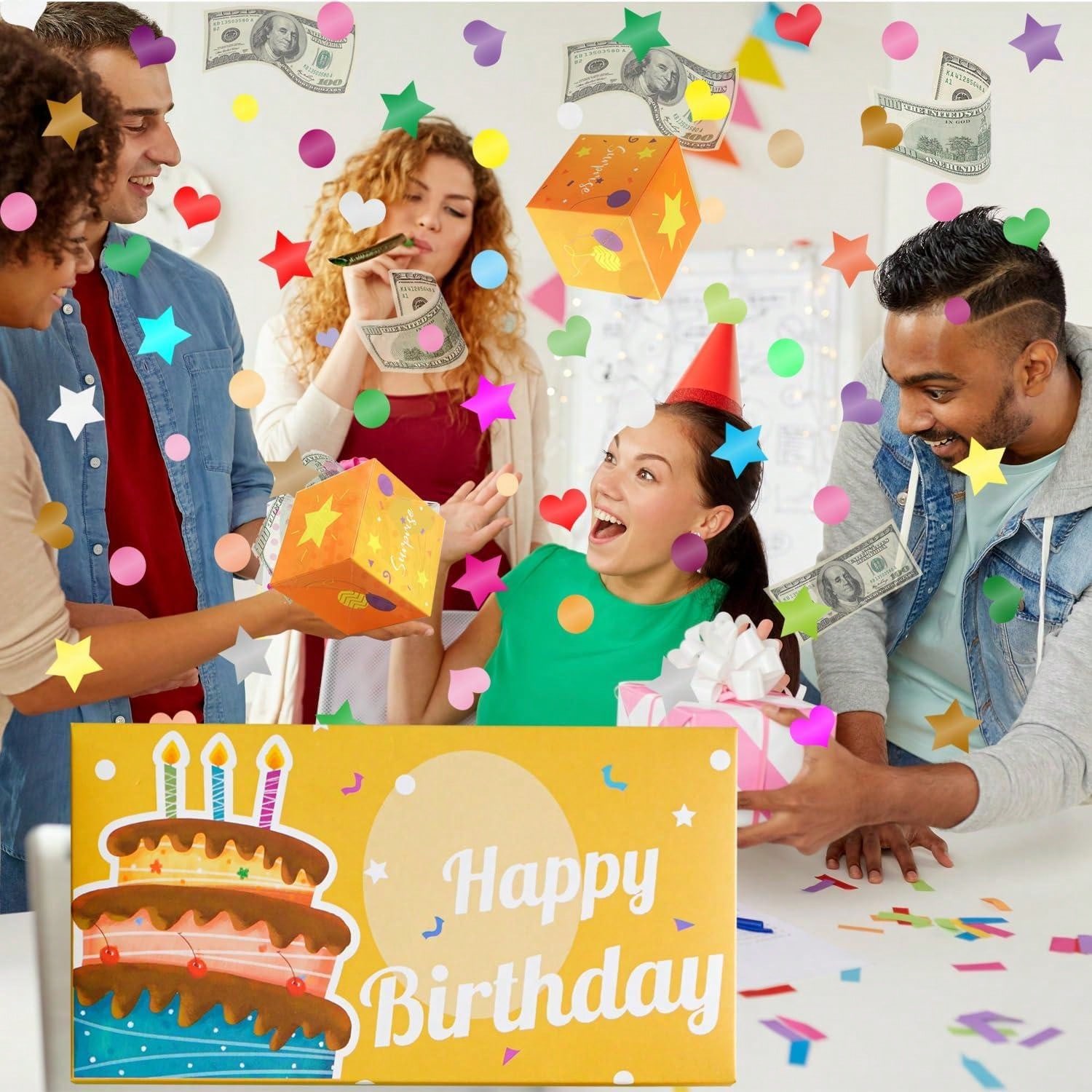 Pop Up Birthday Card With Confetti Happy Birthday Surprise Gift