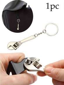 1入迷你創意扳手鑰匙圈,鑰匙扣掛件,創意鑰匙圈,銀色金屬調節創意工具扳手鑰匙圈 - 銀色 - 查看 6