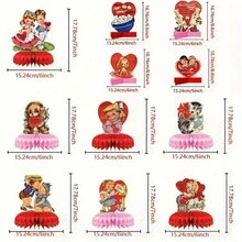 復古情人節蜂窩裝飾品情人節蜂窩桌,節日桌面蜂窩球 - 數量 - 查看 2