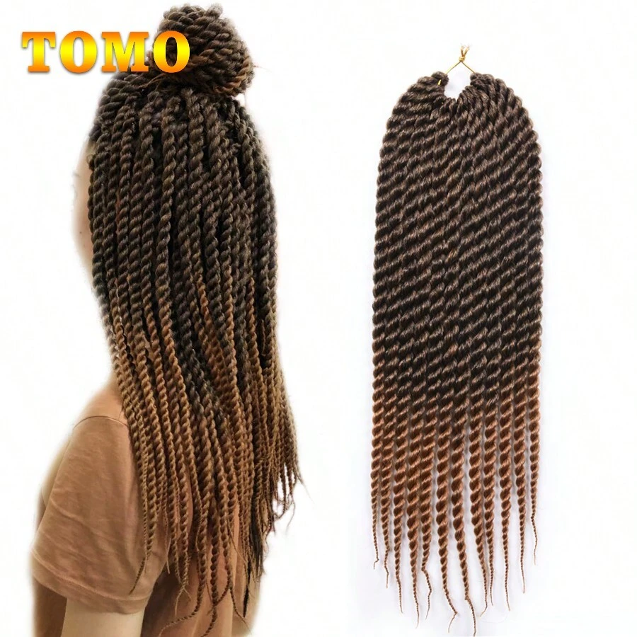 手工编织发辫 18 英寸,哈瓦那扭结编织发,12 条根,浓密编织合成纤维发,适用于非洲编织发和发延长 - 漸層 - 查看 1