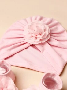 1 件淡粉色雪纺花朵装饰头带和 1 双淡粉色防滑地板袜，适合日常穿着爱情人节 - 粉色 - 查看 2