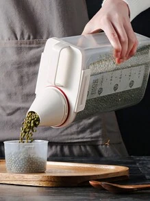 Flour Container, Grain Container Dispenser, Thickened Plastic Transparent Food Storage Box, Dry Food Storage Container, Sealed And Moisture-Proof, Grain Measuring Cup, Rice Storage Box - Red - View 5