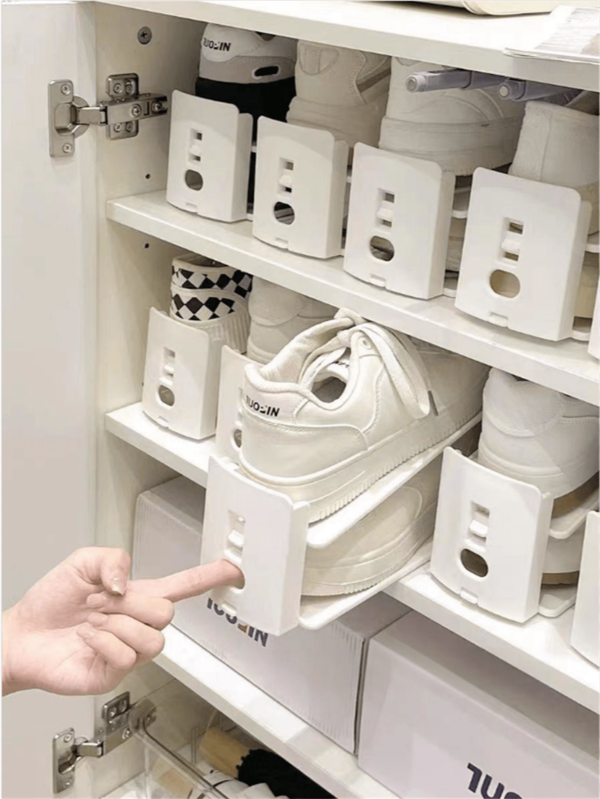 1 Pezzo Organizzatore Di Scarpe Salvaspazio, Doppio Strato E Spesso, Mobiletto Per Scarpe Amichevole Per L'affitto Con Ripiano A Strati Regolabile E Porta Scarpe