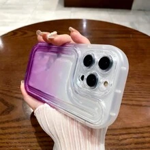 1pc Gradient Purple Shockproof Tpu Phone Case With Air Cushion Compatible With IPhone, Ins Style - Purple - View 2