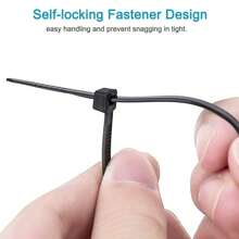 100入組塑料束線帶,承重50磅（約22.7公斤）,自鎖式黑色尼龍束線帶,適用於室內外使用