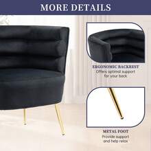HOMEFUN Accent Chair Leisure Single Chair With Golden Feet - Black - View 2