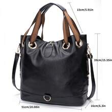 Vintage Large Capacity Barrel Bag, Matte Shoulder Bag, Fashionable Pu Leather Women's Handbag - Chocolate Brown - View 7