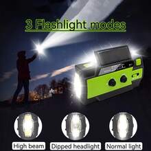 Emergency Crank Weather Radio, 4000mAh Solar Hand Crank Portable AM/FM /NOAA Weather Radio With 3 Mode Flashlight & Motion Sensor Reading Lamp, Cell Phone Charger, SOS For Home And Emergency, Outdoor Garden Lighting For Pathway, Yard, Patio - Green - View 4