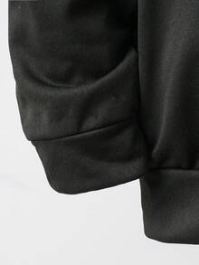 青少年男孩愛心與葉片印花帽裝運動連帽衫和褲子2件套裝 - 黑色 - 查看 4