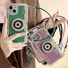 New Vintage Camera Style Phone Case Compatible With Apple Iphone 13/14/12 Pro Max And Apple 15, Including Hand Strap - Blue - View 10