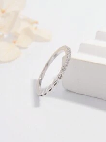 1入組優雅時尚的925純銀人工半圓形戒指,採用中空扭曲設計和飾品,非常適合女士的約會、派對和日常穿搭,展現您的魅力,是很好的飾品和禮物 - 銀色 - 查看 3