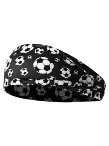1 件裝女款彈性足球運動印花頭帶,時尚吸汗頭飾 - 彩色 - 查看 10