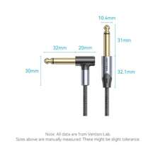 VENTION 6.5mm 音频线，直角 6.35mm 公头连接器至 6.35mm 公头立体声音频线，适用于贝斯、键盘、调音台、放大器和电吉他。 - 灰色 - 查看 9