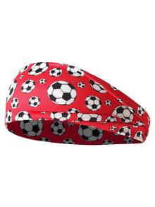 1 件裝女款彈性足球運動印花頭帶,時尚吸汗頭飾 - 彩色 - 查看 16